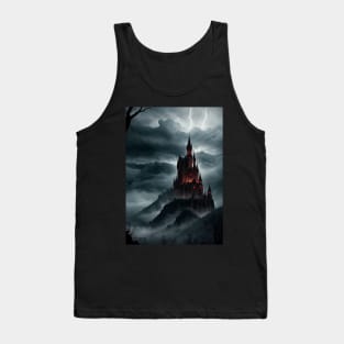 Spooky Castle Render with Lightning Flashing Above Tank Top